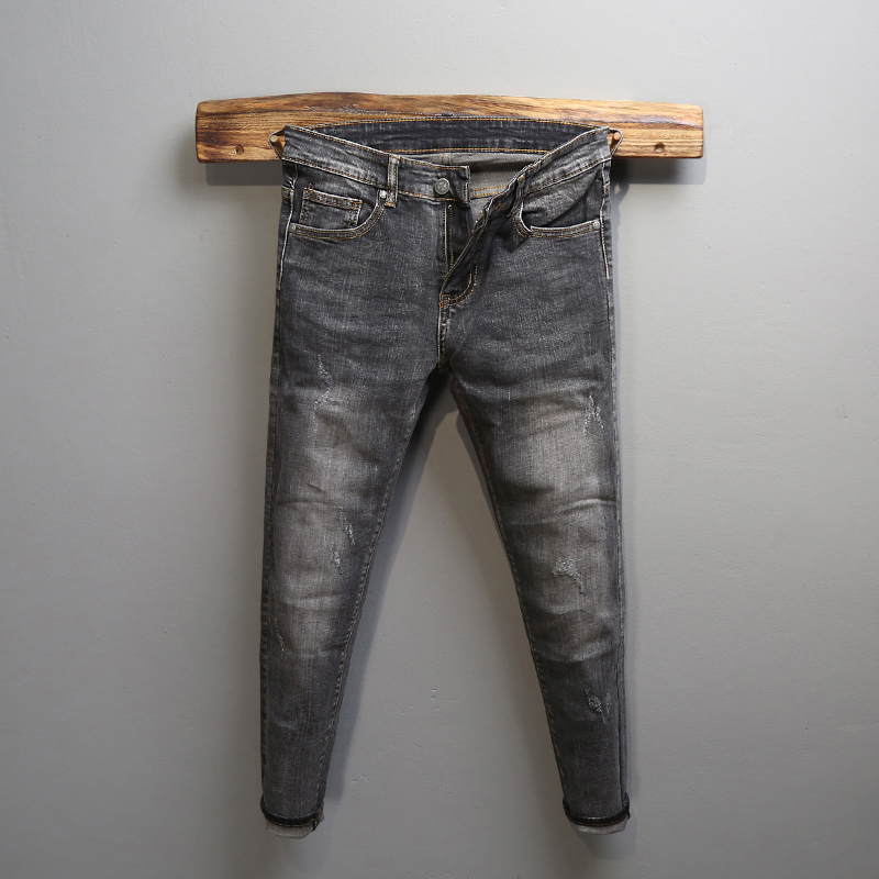 Jeans Men's Tide Cards 2021 Spring Autumn Season New Body Small Feet Winter 90% Korean Version Trend Long Pants