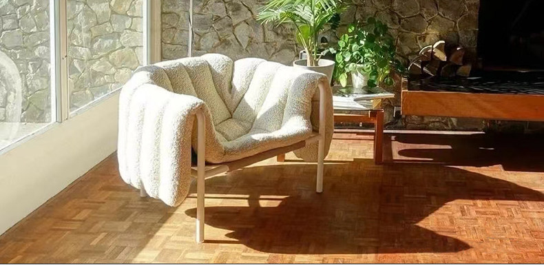 Стул 北欧轻奢简约设计师hem金属布艺puffy样板房客厅单人休闲沙发椅