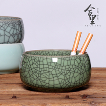 Longquan celadon ashtray new Chinese home living room office large ceramic minimalist retro windproof creative