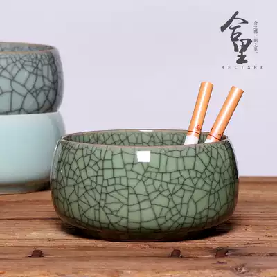 Longquan celadon ashtray new Chinese home living room office large ceramic minimalist retro windproof creative