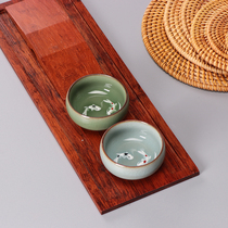 Halishe Longquan celadon Pisces Cup kung fu tea set ceramic ice cracked Tea Cup three-legged carp Cup