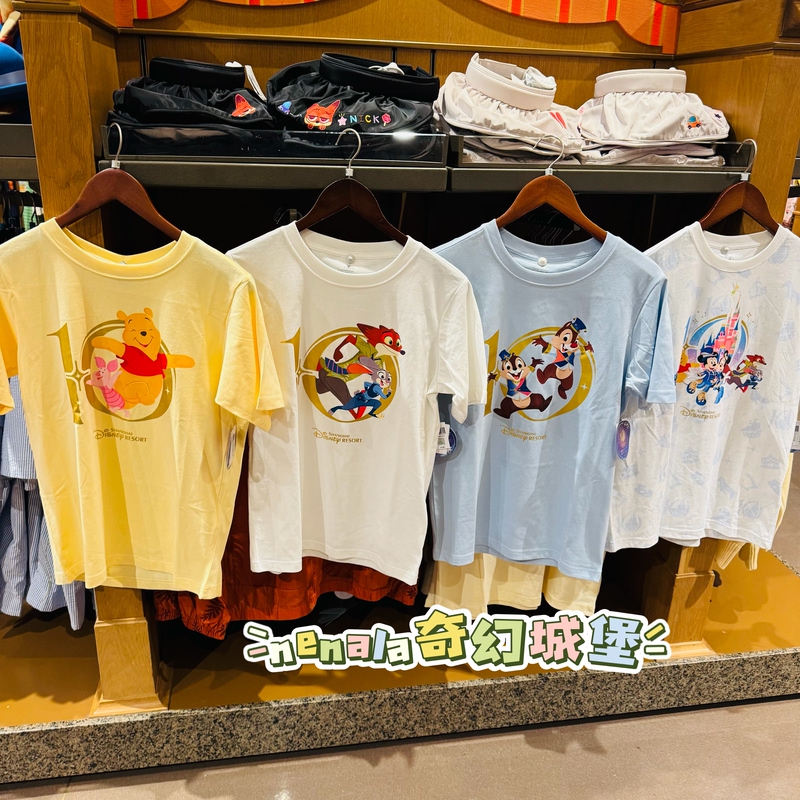 Shanghai Disney 10Th Anniversary Winnie the Pooh Mickey Chip'N' Dale Judy Nick Cartoon Adult Short Sleeve T-Shirt Shanghai Disney 10Th Anniversary Winnie the Pooh Mickey Chip'N' Dale Judy Nick Cartoon Adult Short Sleeve T-Shirt