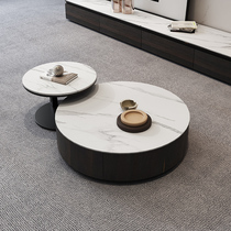 Light luxury Rock Board coffee table TV cabinet combination modern simple living room Italian small apartment size round telescopic coffee table