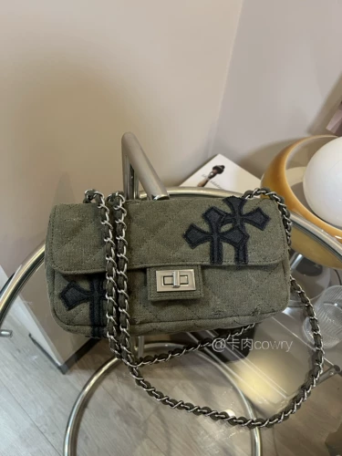 Кару каури, домашняя линия, стиль пустоши, крестовая ниша, зеленая квадратная сумка в стиле милитари, сумка через плечо с ромбовидной цепочкой