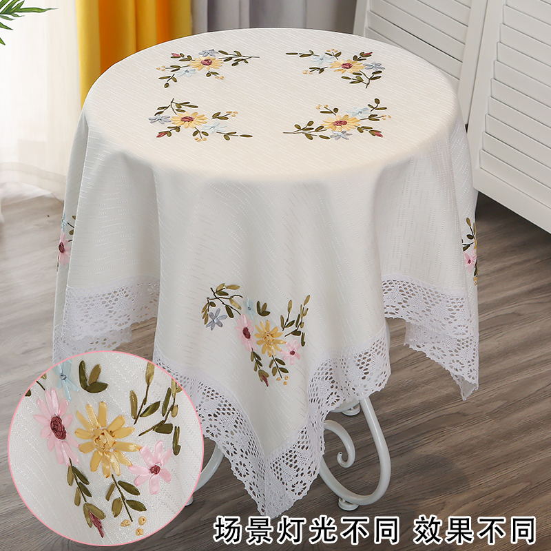 Embroidery tablecloth embroidery tablecloth pure linen cube cube cube tea canvas light luxury Chinese tablecloth