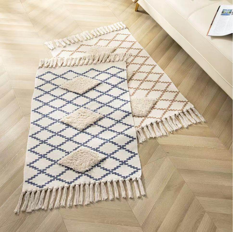 Nordic Morocco Carpet Bedroom Floor Mats Geometric Black & White Streaming Sutuft Living Room Bedside Blanket Direct