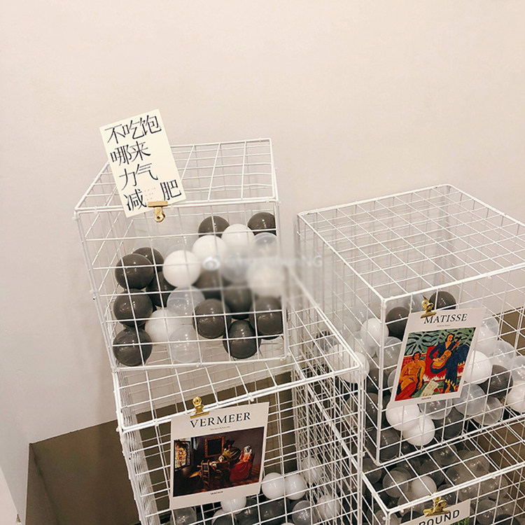 ins iron art grid marine ball net red shaking sound shop clothing store folk juku renovation room decoration cube shelf