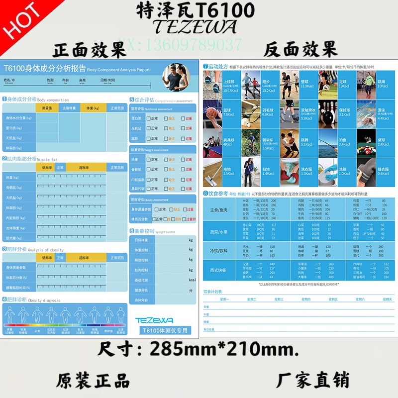 tezewa t6100 tezewa private tuteiometer fat weight detection body test report single photocopy paper