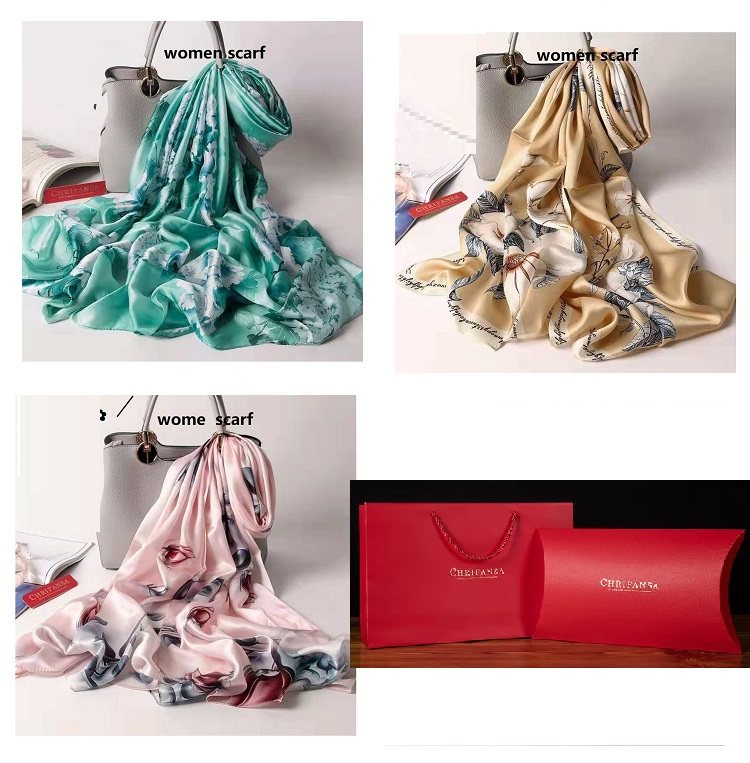 good nice lady fashion silk scarf women with gift bag