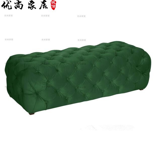 American vintage fabric sofa stool clothing store pull to change shoe stool trial bench rectangular shoe stool wearing footstool
