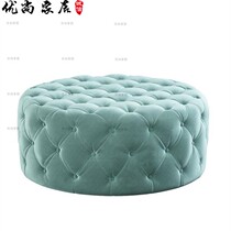 American velvet light blue cloth art changing shoes stool cloakroom stool modern designer sofa stool round tea table stool