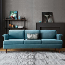 American post-modern minimalist fabric double three-person living room hotel club velvet combination light blue light luxury sofa