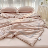 Шелковое прохладное одеяло, простыня, летний комплект, легкий роскошный стиль, 4 предмета, можно стирать, простой и элегантный дизайн