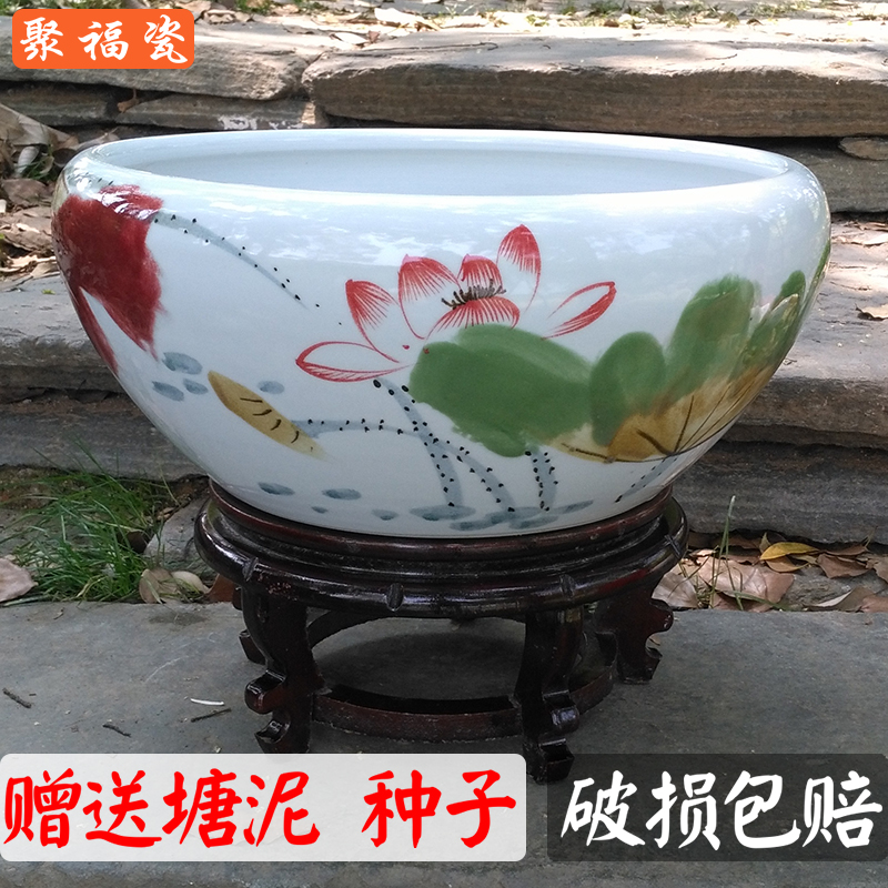 Jingdezhen ceramic flowerpot living room fish tank plant flower pot lotus tank narcissus pot turtle tank water lily bowl lotus flower pot
