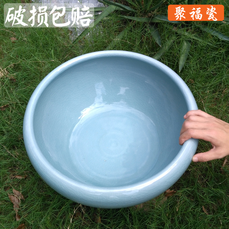 Jingdezhen ceramic flower pot water shallow narcissus lotus bowl lotus water lily flower pot goldfish tank turtle tank hydroponic plant pot