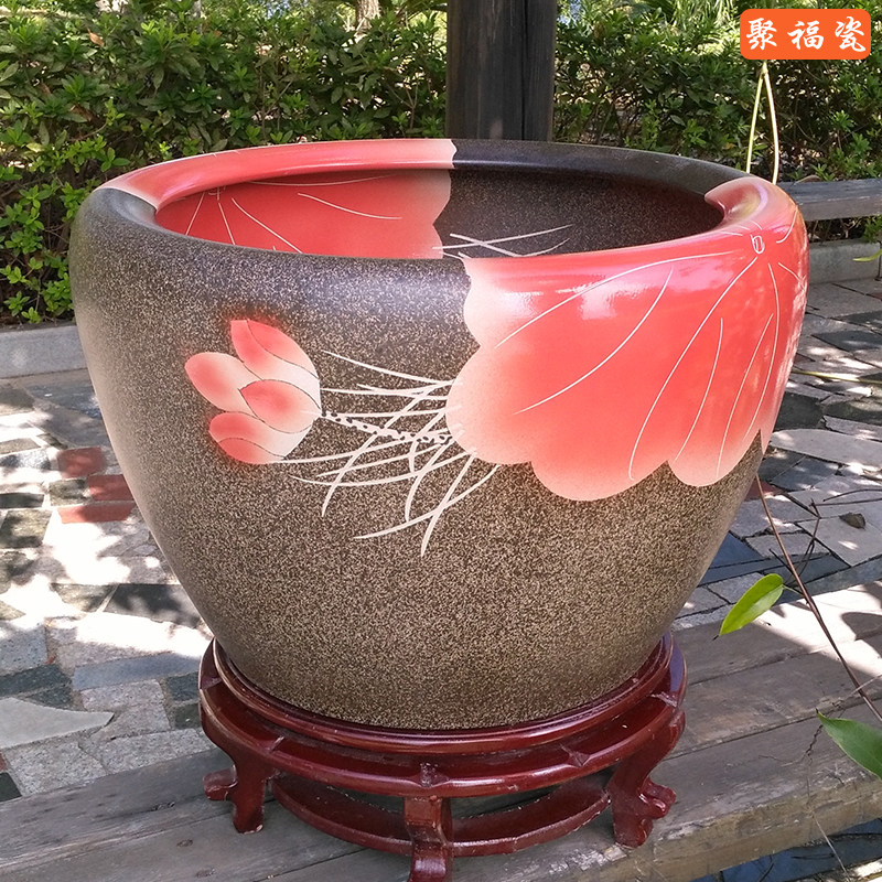 Jingdezhen ceramic flower pot water lily pot bowl lotus pot lotus tank goldfish tank hydroponic extra large courtyard balcony decoration