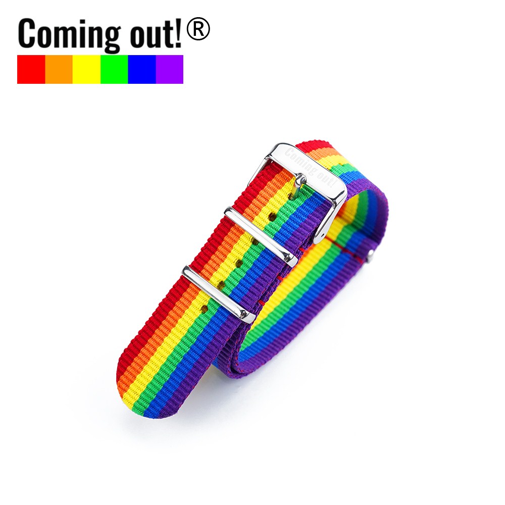 20Mm Stainless Steel Buckle (Bottle)Coming   out ! Hexachrome  rainbow All in one watch band Bracelet Wristband LGBT comrade primary Delay girl ornaments