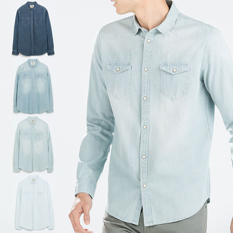 Clearance three-piece men's M188 Europe and the United States single spring and autumn pure cotton denim long-sleeved shirt foreign trade original single