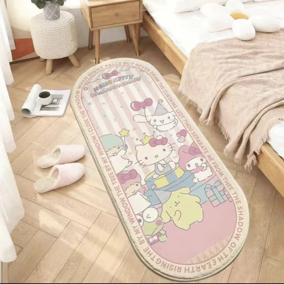 仿羊绒乌萨奇吉伊卡哇加厚地毯卡通毛绒床边毯可爱少女卧室脚垫