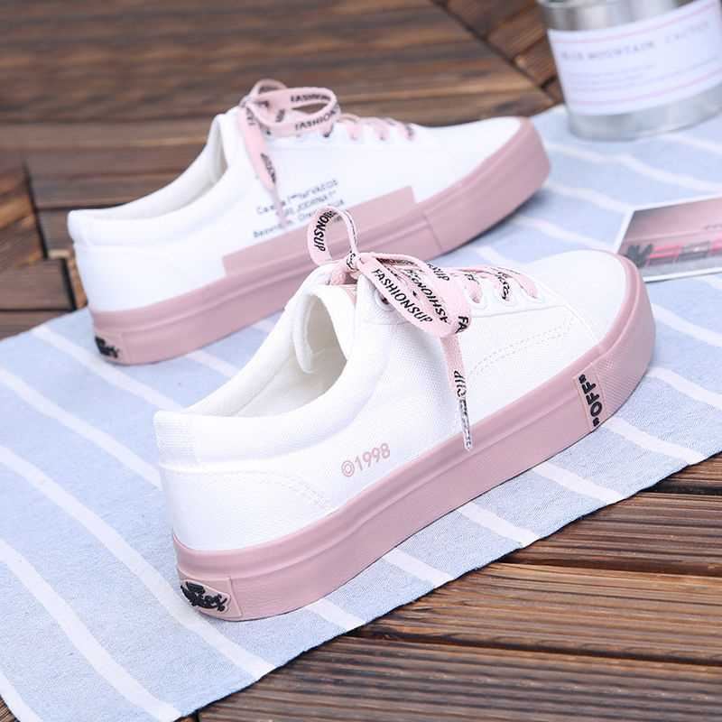 ins sails cloth shoes schoolgirls Korean version 100 hitch casual little white shoes female summer net red hominin flat bottom plate shoes