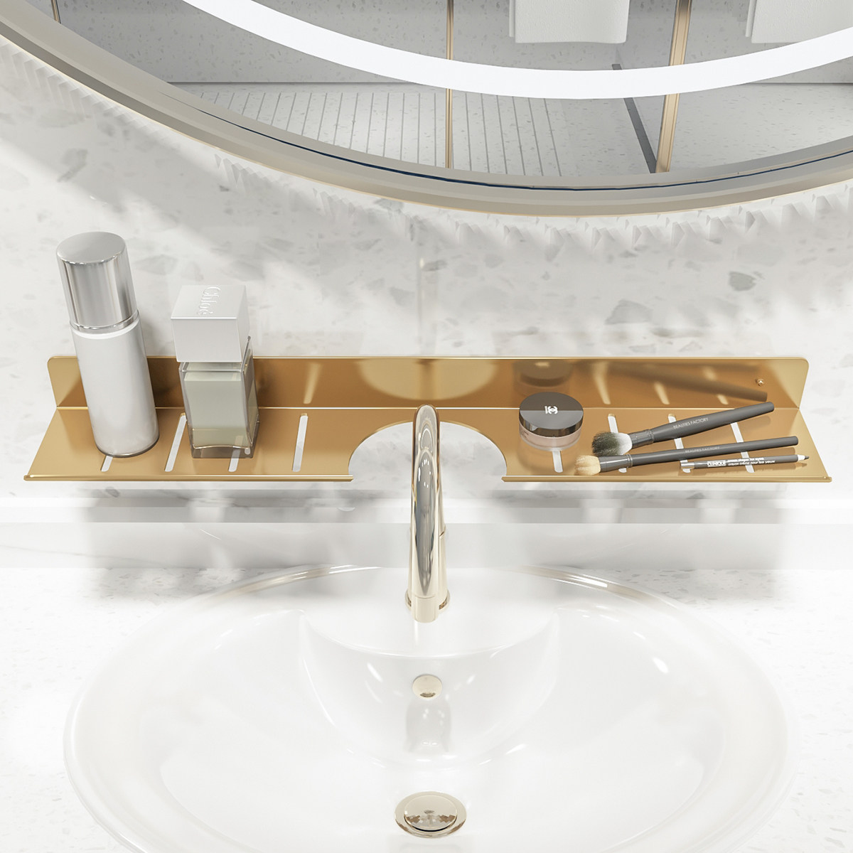 Stainless steel bathroom faucet drain rack washstand rack toilet free punching wall hanging washstand storage