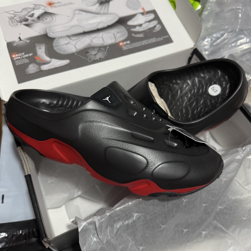 Nike Jordan Roam Black and Red Cushioning Foam Breathable Sports Casual Slippers Fq0227-006