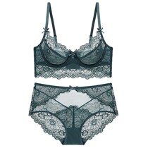 Style Sexy Lace Super Slim no sponge Upper to bra large breasted bra suit Large size womens underwear 2021