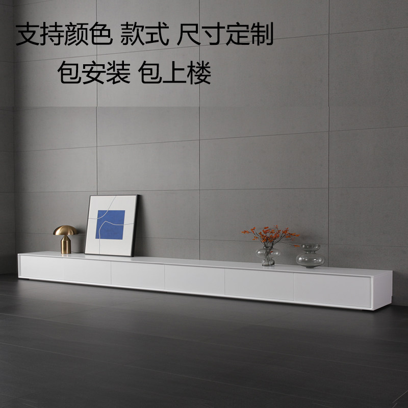 Nordic pure solid wood TV cabinet landing cabinet black and white gray paint modern minimalist minimal household type