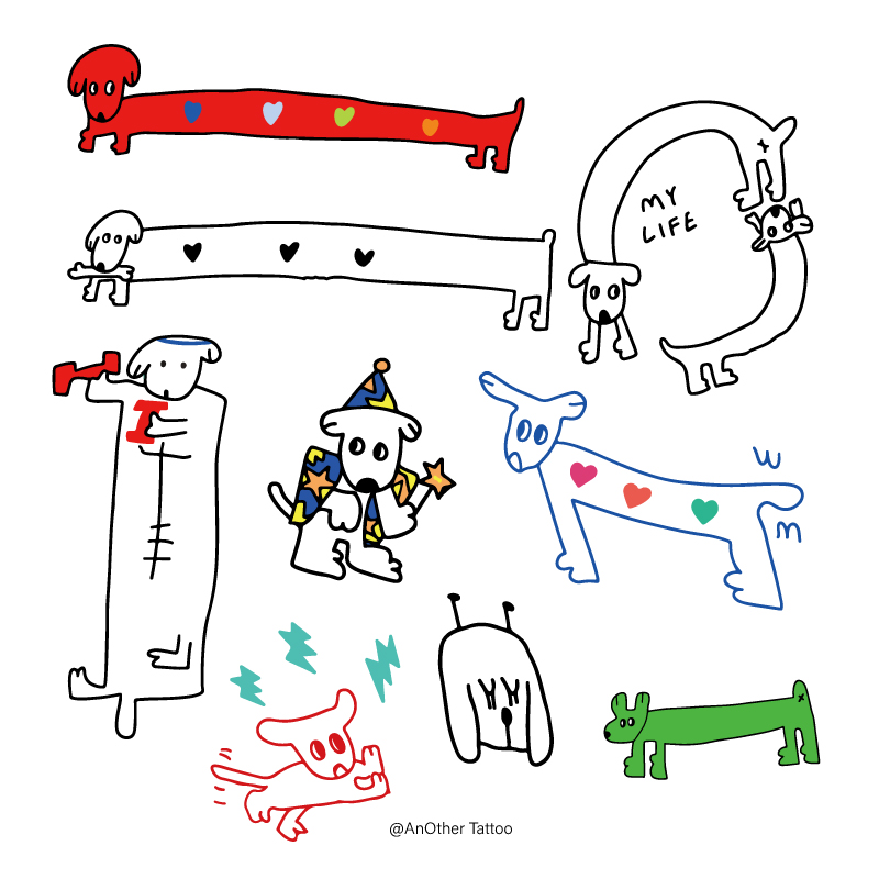 AnOther Tattoo ultra-super-cute colorful cartoon Puppy tattoo with a combination to buy one-waterproof-Taobao
