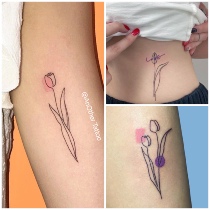 AnOther Tattoo color hand-painted lines temperament tulip waterproof tattoo stickers three buy one get one free