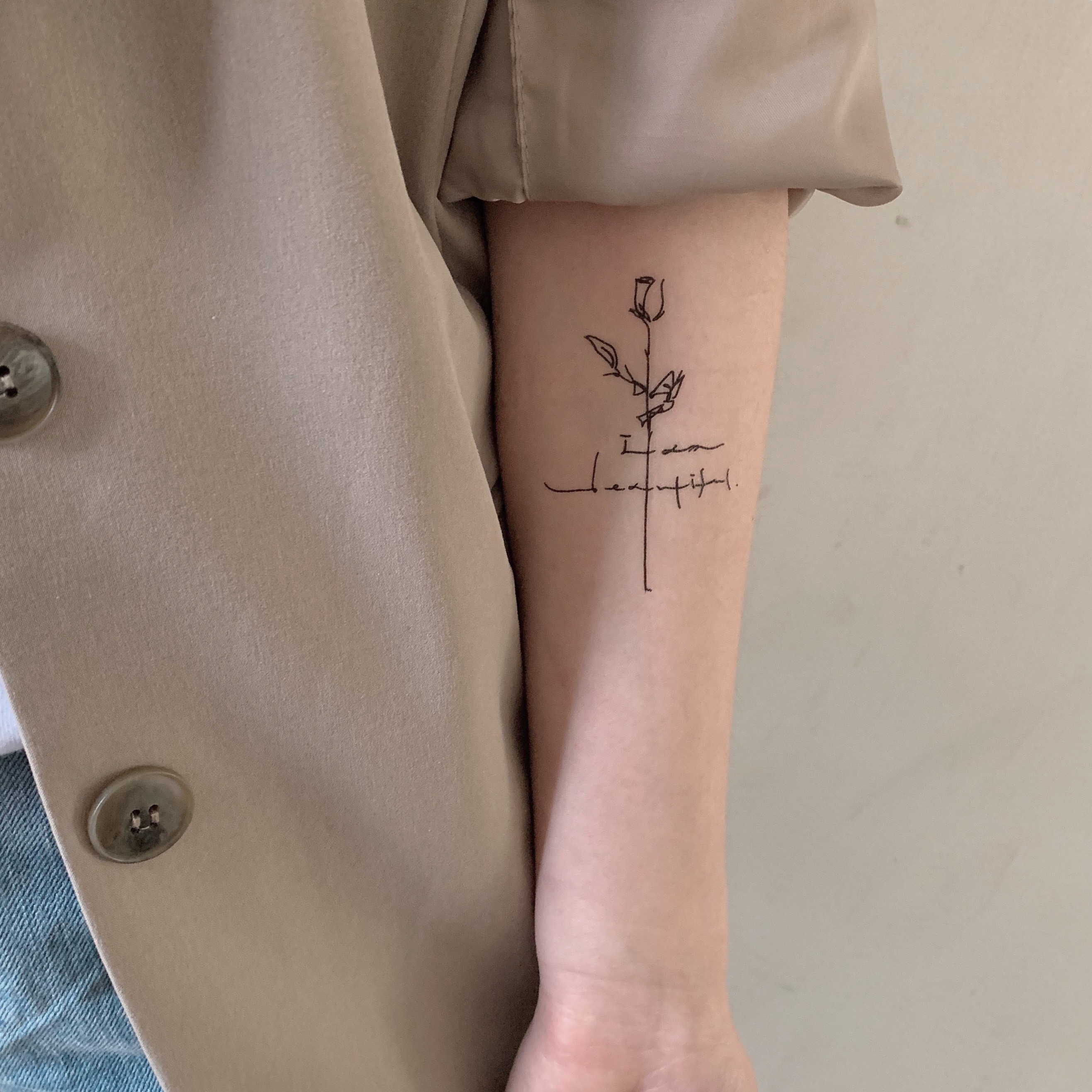 AnOther Tattoo ins style line art rose beautiful waterproof long-lasting tattoo stickers buy one get one free