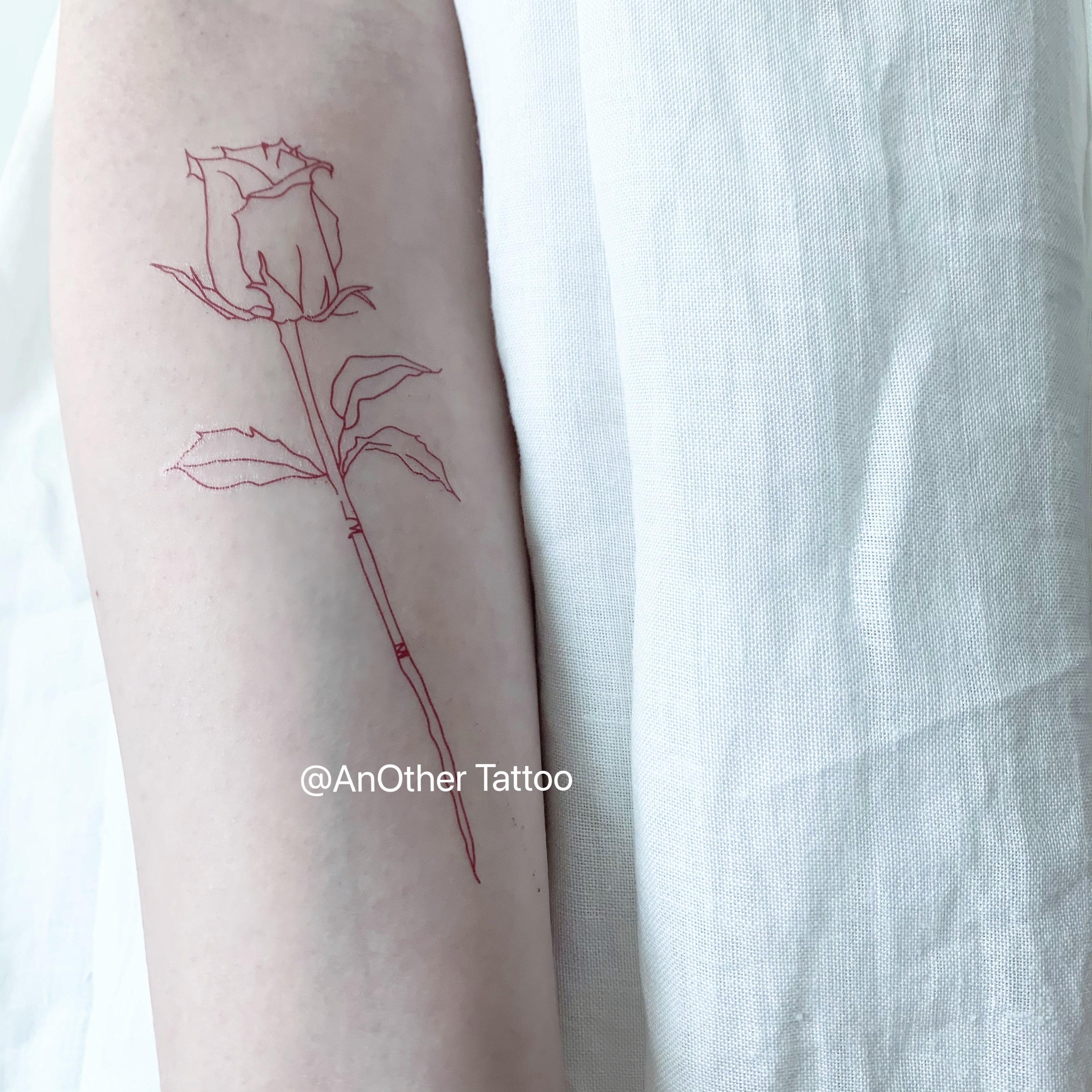 AnOther Tattoo pure desire style red line rose flower arm tattoo stickers buy one get one free