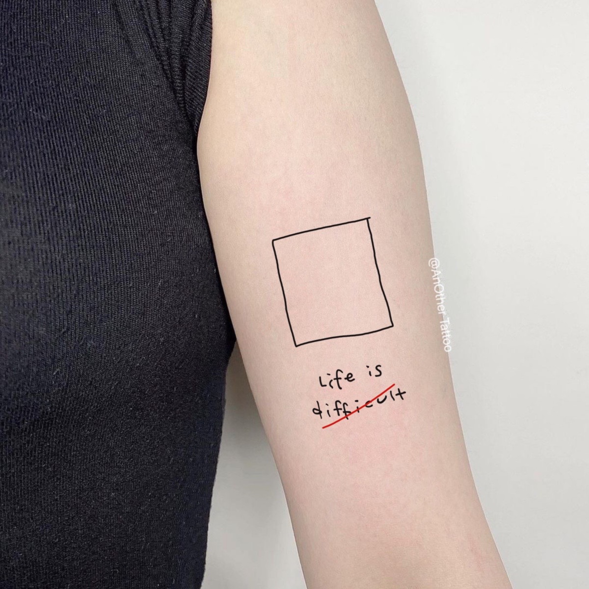 AnOtherTattoo ins style letter minimalist red line arm tattoo stickers waterproof buy one get one free