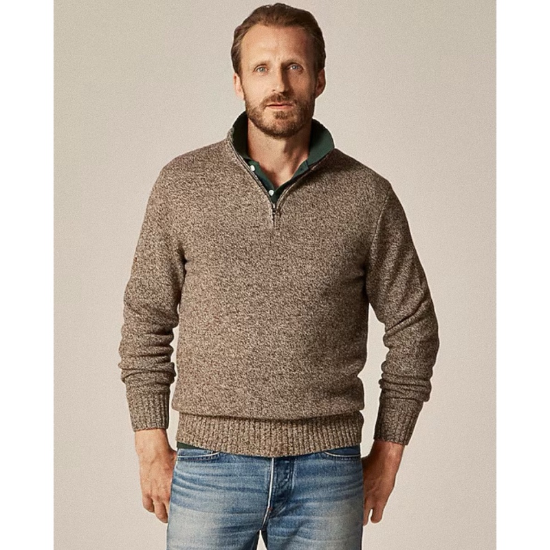American Style J Men's Wool Blend Vintage Floral Yarn Old Money Style Half-Zip Stand Collar Knit Sweater American Style J Men's Wool Blend Vintage Floral Yarn Old Money Style Half-Zip Stand Collar Knit Sweater