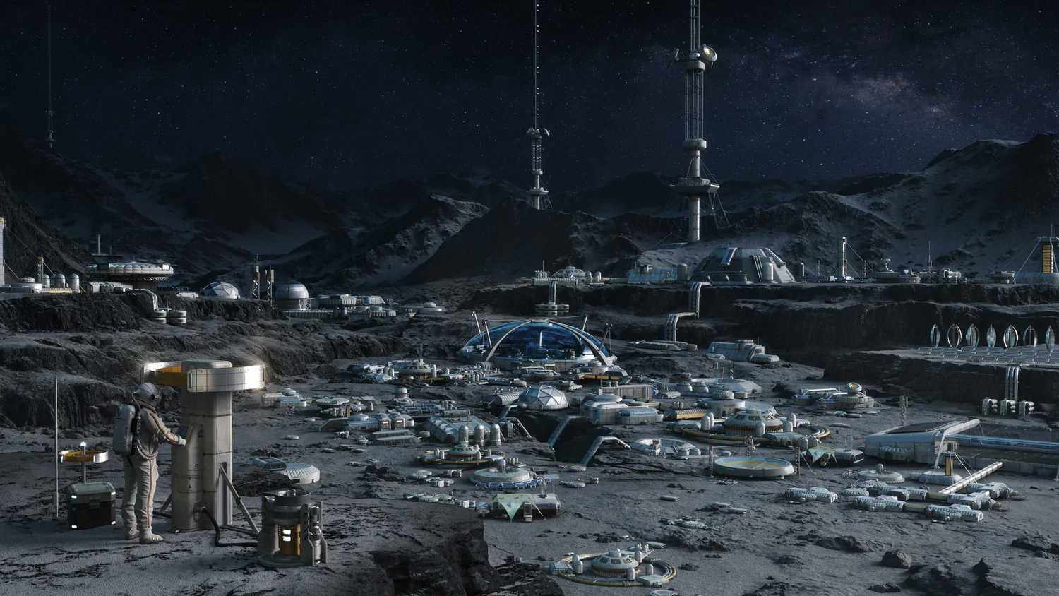 月球基地科幻建筑3D模型  Kitbash3D_LunarBase-魔酷网