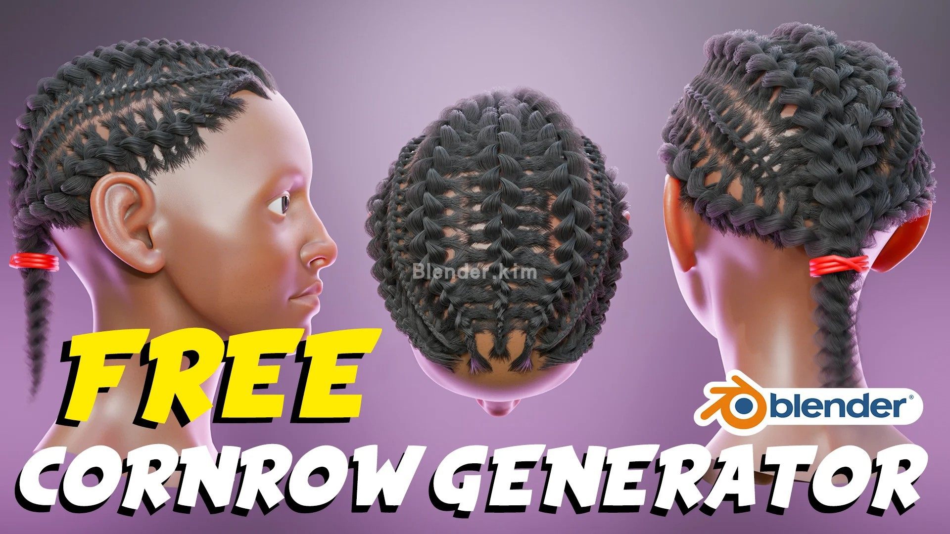 程序麻花辫预设 Procedural Cornrow Hair Generator - Blender预设-魔酷网