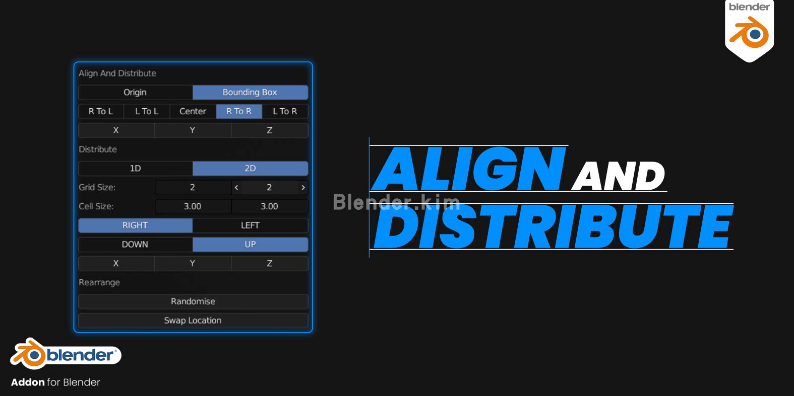 模型对齐分布插件 Align And Distribute - Blender插件-魔酷网
