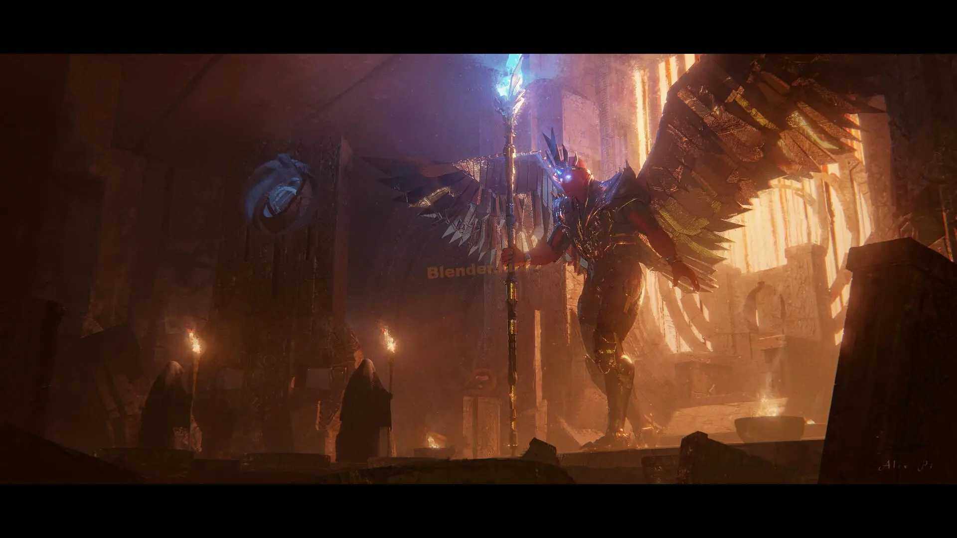 Blender模型 魔法天使暗黑场景-魔酷网
