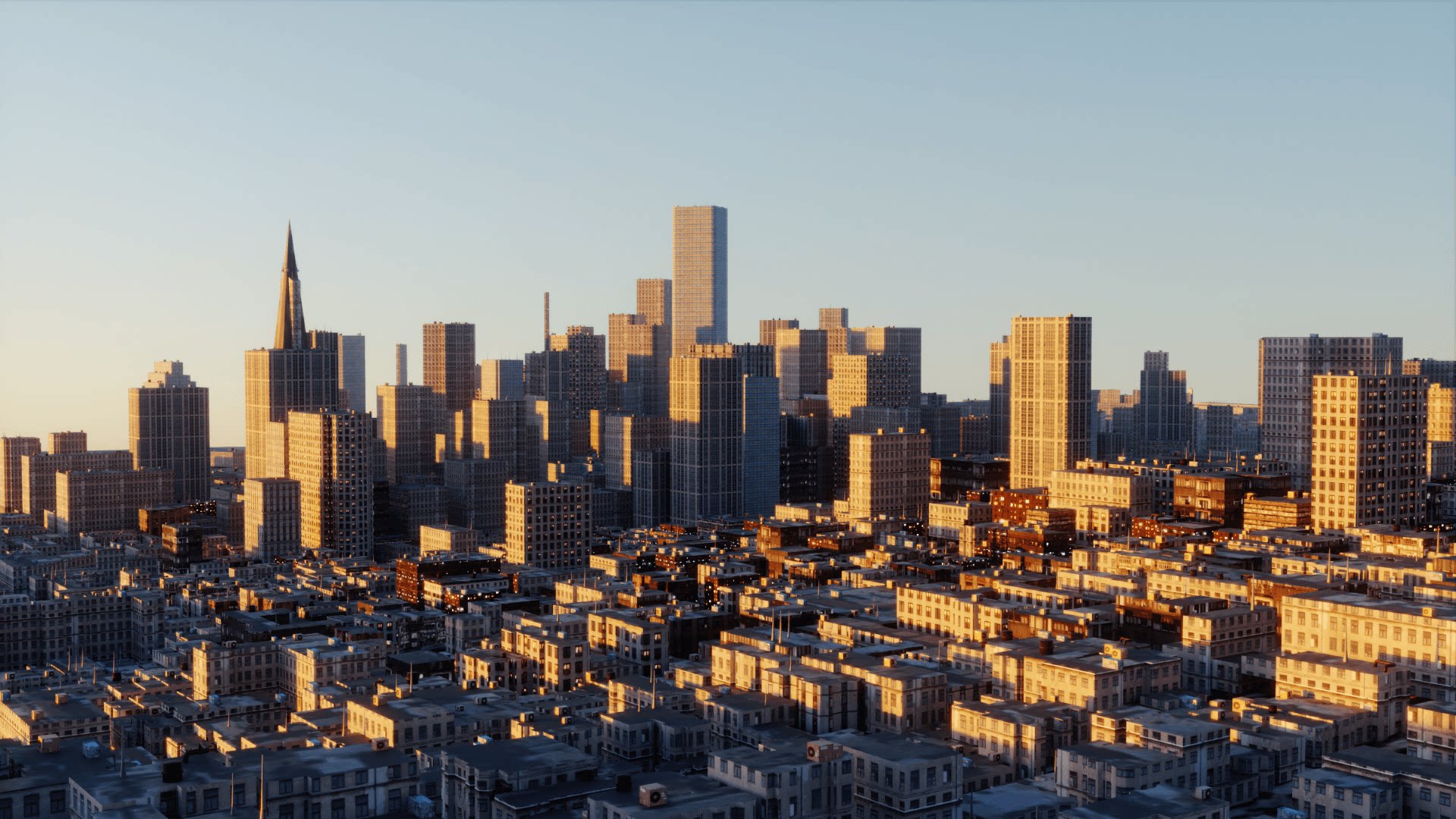 Blender城市建筑群3D场景-魔酷网