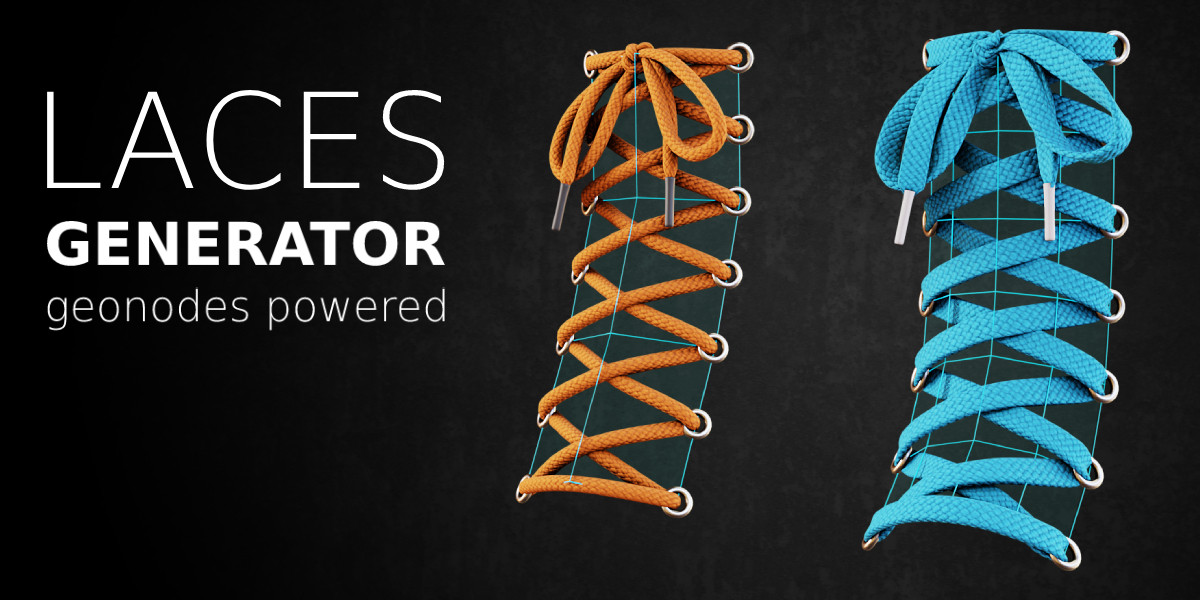 真实鞋带预设 Laces Generator - Blender预设-魔酷网