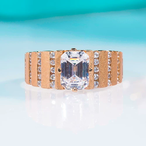 Золотое импортное кольцо, розовое золото, США, инкрустировано бриллиантами, микроинкрустация, золото 750 пробы