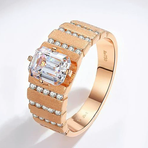 Золотое импортное кольцо, розовое золото, США, инкрустировано бриллиантами, микроинкрустация, золото 750 пробы