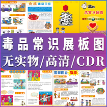 Anti-drug cartoon material Drug hazard knowledge brochure poster display board design cdr