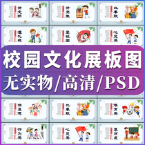 Speak civilization understand courtesy Campus culture exhibition board decorative painting culture wall poster psd material map