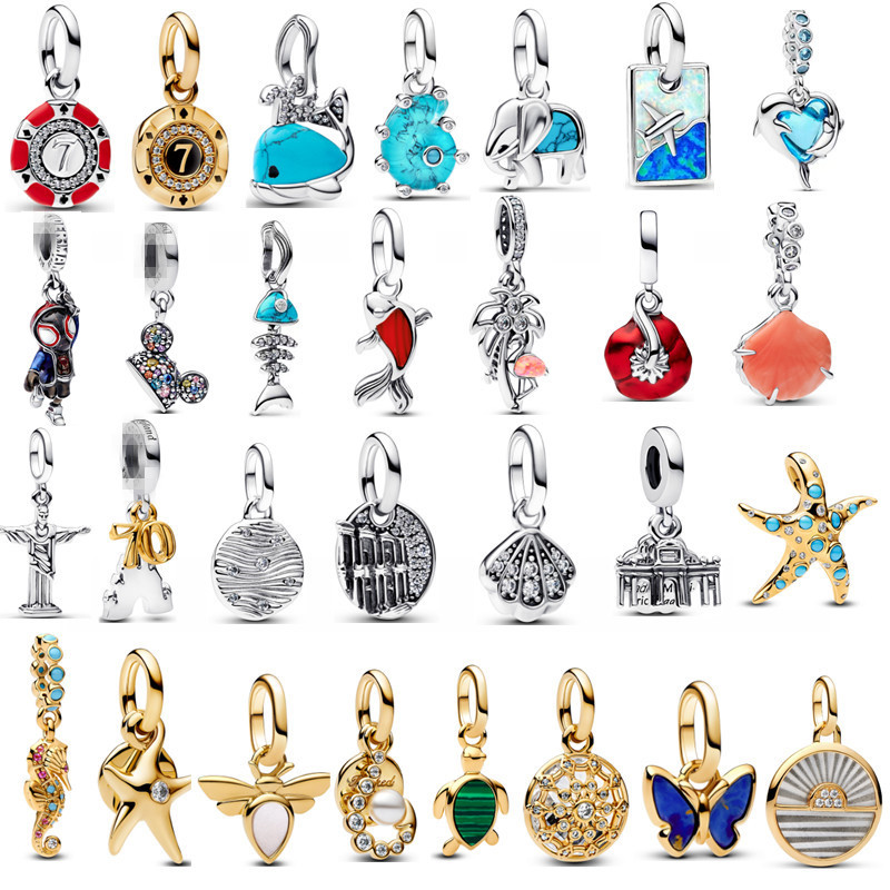Panjia Duola Pure Silver S925 Pendant New Style Pendant Starfish Butterfly Pendant Beaded DIY Accessories