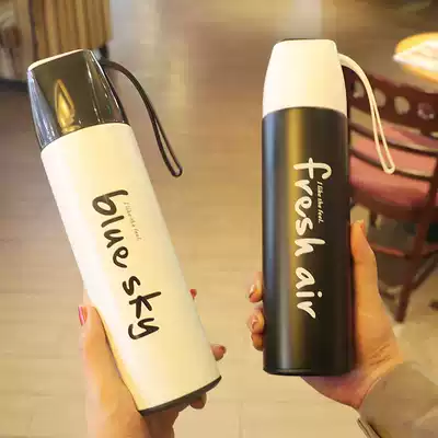 Thermos cup women's fashion 2020 new net red water cup ins student Korean version of small fresh literary and creative rope cup