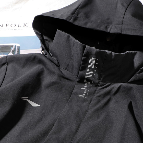 李宁风衣男款2024冬季新款登山服运动防泼宽松舒适防风冲锋衣外套