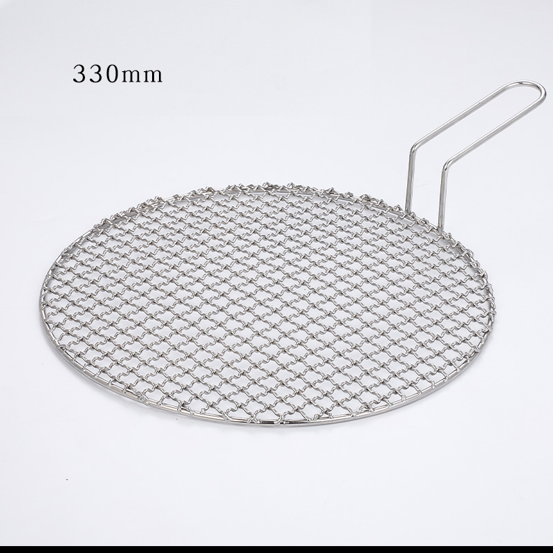Han Style Barbecue Net 330mm Stainless Steel Commercial Grill round grate Home without sticking to coarse handle copper mesh-Taobao