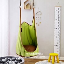 INS childrens indoor bag swing Adult leisure toy pure cotton canvas cloth pocket ceiling hanging chair hanging basket