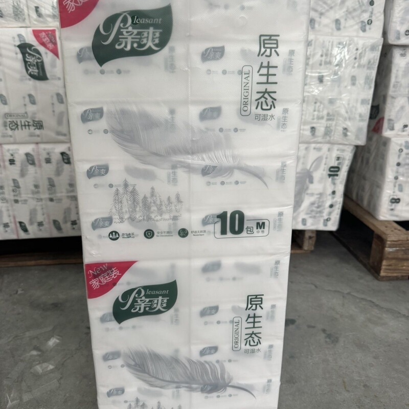 Qingshuang Original Ecological Tissue Paper, 420 Sheets, Medium-Sized Tissues, Whole Box of 100 Packs, Family Pack, Water-Resistant, Pull-Out Facial Tissues